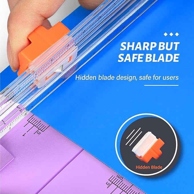 Evteck Paper Cutter 12 Inch Paper Trimmer Slider Crafting Scrapbooking Supplies for A4 Vinyl Photo Cardstock with Security Blade and Foldable Ruler