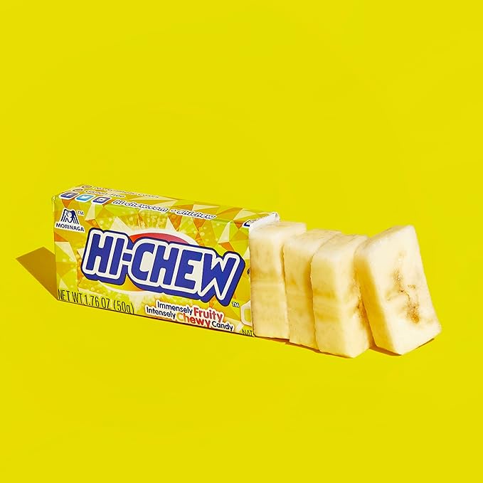 HI-CHEW Banana Sticks, 15-Pack, Soft & Chewy Candy, 1.76oz Each, Bulk Candy Individually Wrapped - Made with Immensely Juicy Fruity Flavors