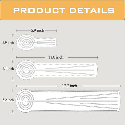 3-in-1 Mandala Ruler Tool with Holes, Mandala Dot Art Circle Maker, Compass Protractor Straight Ruler for Dot Art Geometric Mandala Pattern Design, Small Size (15cm/6")