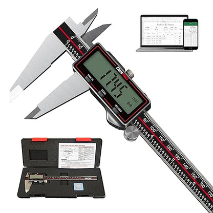 Wireless Digital Caliper, 200mm/8inch Stainless Steel Precision Measuring Tool with Data Output, Inch/MM Conversion, Zero Reset, Auto Off, for DIY, Woodworking, Jewelry Making