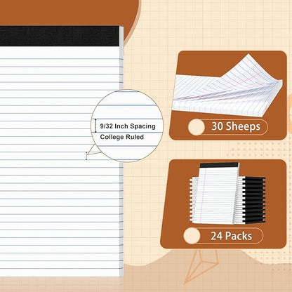 Legal Pads 8.5 X11.75, Narrow Ruled Notepads, 24 Pack, 30 Sheet/Pad, White Legal Pads, Tear Off Notepad, Perforated Writing Pad, Notebook Paper College Ruled, Notepads for Office Home School, Notepad