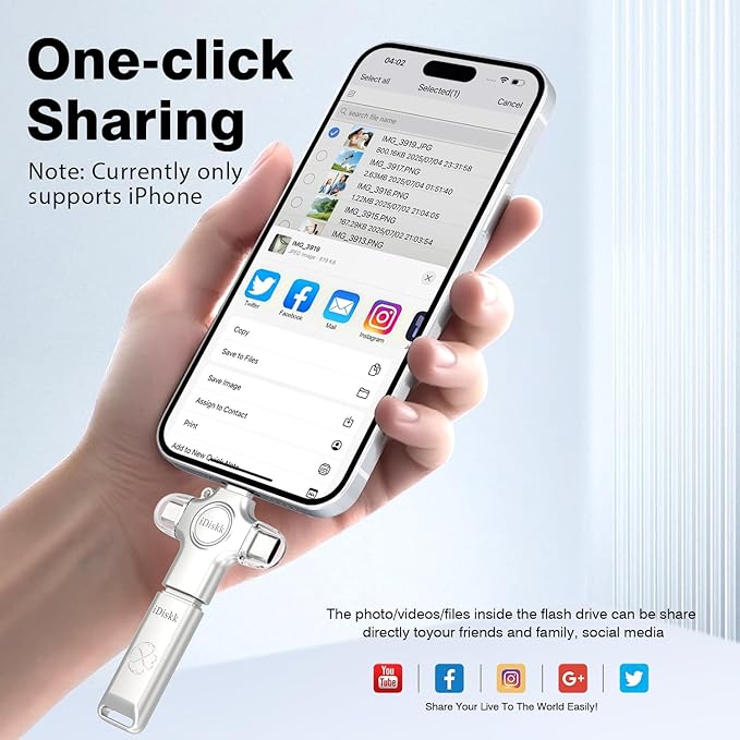 iDiskk 256GB Photo Stick – Photo & Video auto-Backup for iPhone, Android, Mac & PC – iPhone Storage Memory Stick for Transfer Files/Videos/Photos