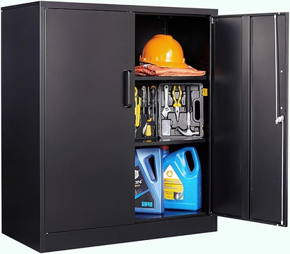 36 inch Metal Storage Cabinet with Doors and Shelves,Small Garage Storage Cabinet with Lock,Black Metal Cabinets with Locking Doors for Home,Office,Short Garage Cabinets