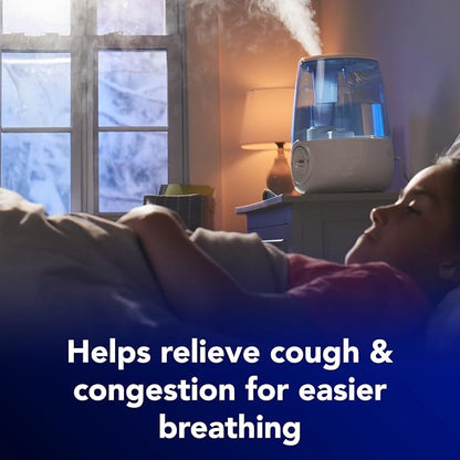 Vicks Filter-Free Ultrasonic Humidifier, Recommended by Pediatricians*, 1.2 Gal Ultrasonic Cool Mist Humidifiers for Bedrooms & Kids Rooms, Works with Vicks VapoPads