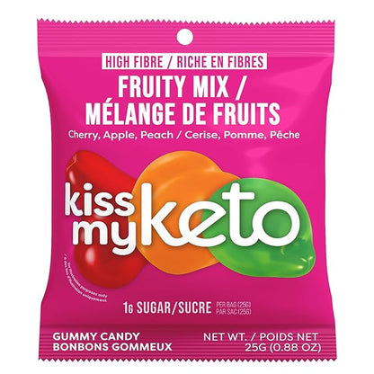 Kiss My Keto Sugar Free Gummies, Fruity Mix 8-Pack – Satisfy Cravings while Staying in Ketosis – High Fiber, 7g Net Carbs, Non-GMO, Vegan, & Gluten-Free – Low-Calorie Vegan Candy