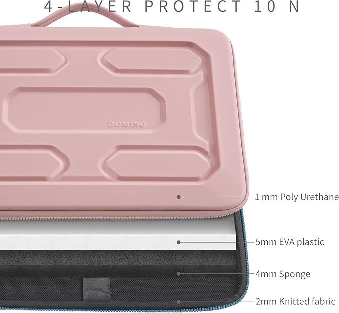 DOMISO 13.3 inch Laptop Sleeve with Handle Shockproof Computer Bag Waterproof EVA Protective Carrying Case for 13-13.3 inch Notebooks/13 MacBook Air/MacBook Pro Retina/Dell XPS 13/HP, Pink
