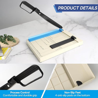 A4 Paper Cutter,12" Titanium Blade Guillotine Trimmer with Corner Rounder,12-Sheet Capacity for Cardstock, Vinyl, Photos, Crafts, Labels & Coupons