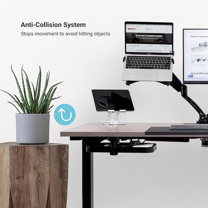 Progressive Desk Stand Up Height Adjustable Electric Standing Desk - 55" x 28" with Dual Motor, 3 Stages Sit Stand Table for Home Office - Gray Oak, White Frame