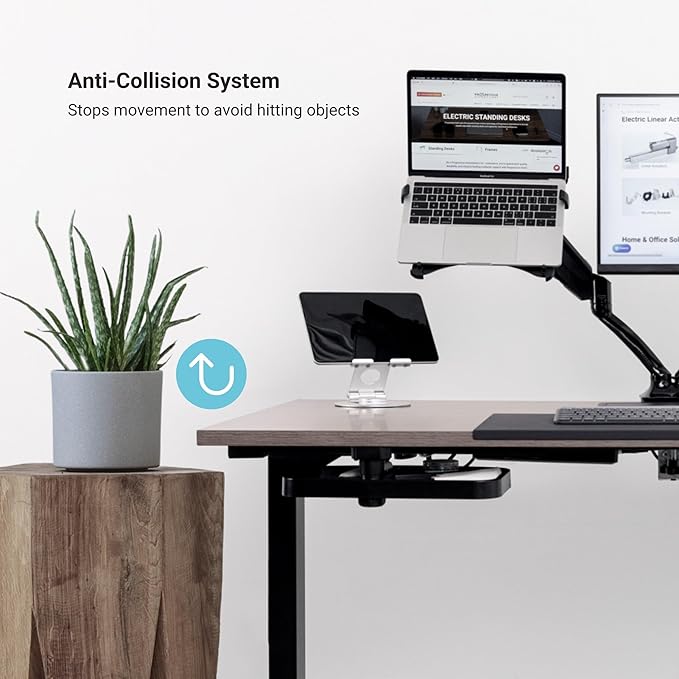 Progressive Desk Stand Up Height Adjustable Electric Standing Desk - 55" x 28" with Dual Motor, 3 Stages Sit Stand Table for Home Office - Dark Cherry, Black Frame