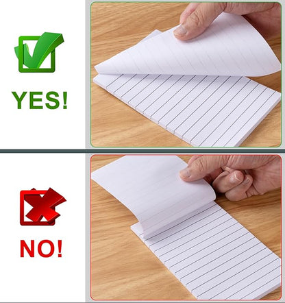 Pack of 400 Sticky Notes White Self-Adhesive Notes 76 x 127 mm, Sticky Notes Large Lined Sticky Note for Marking Pages for Office, Study, Home - 8 Pack/400 Sheets