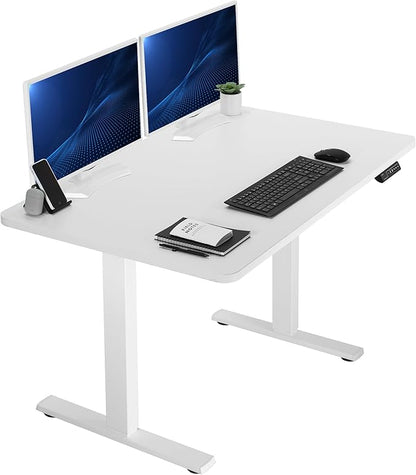 VIVO Electric 48 x 30 in Standing Desk, Memory Height Adjustment, 1B Series, One-Piece White Top, White Frame, DESK-KIT-1W5W