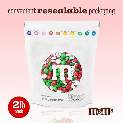 M&M’S WORLD Christmas Milk Chocolate Candy - 2 Pounds of Holiday Color Chocolate Bulk For Christmas Candy Bags, Decorations, and More