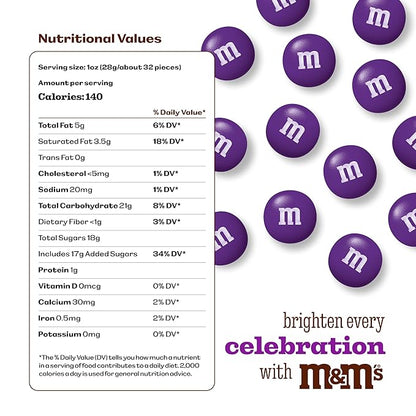 M&M’S WORLD Purple Milk Chocolate Candy 5lb Resealable Pack for Candy Bars Birthday Parties Baby Showers Mother's Day Valentine's Day Gifts Graduations Dessert Tables and Party Favors