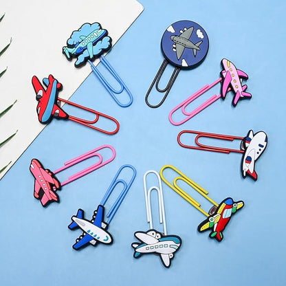 30 PCS Airplane Paper Clips Metal Paperclip Large Size Paper Clip Cute Bookmark Colorful Office Supplies Bookmark Clamp Desk Accessories Stationery for School Gifts for Students