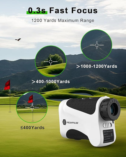 Golf Rangefinder 650/1200/1700 Yards Range Finder Golfing 6X Magnification 0.5 Yard Accuracy Flag Pin Lock Vibration Fast Focus High Clarity Display Easy to Use