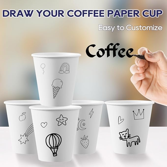 LITOPAK 1000 pack 10 oz Disposable Paper Coffee Cup, Hot Paper Coffee Cups, 10 oz White Paper Cups for Offices, Schools, Shops, Restaurants