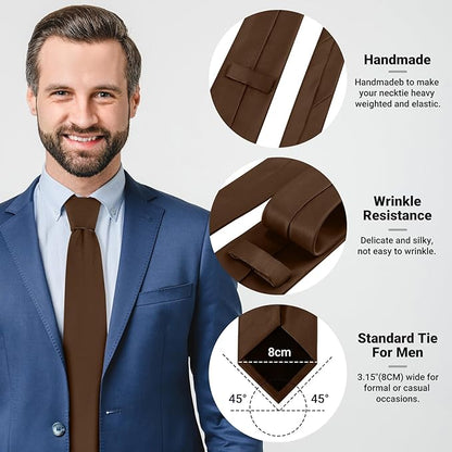 Black Ties For Men Solid Pure Color Formal Neckties 3.15" (8CM) Men's Tie for Business and Wedding with Gift Box