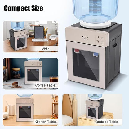 Water Dispenser Top Loading Countertop Water Cooler Dispenser with 3 Temperature Settings Desktop Electric Hot and Cold Dispenser for Home, Office, Dormitory (Champagne Gold)