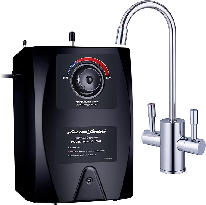 American Standard ASH-110 Hot Water Dispenser, Includes Polished Chrome Dual Handle Water Faucet 780 Watts, 110v