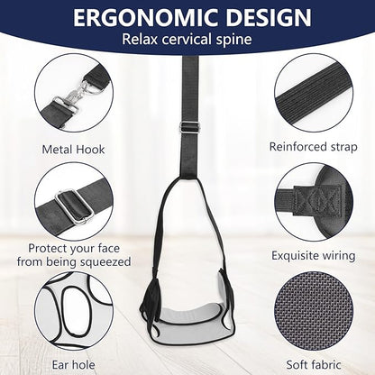 Ear Hole Cervical Traction Device，Adjustable Neck Traction Device & Posture Corrector，Relieve Cervical Pain, Realign Head Posture，Portable Neck Stretcher for Home Use, Office & Travel