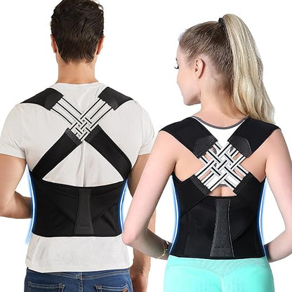 Posture Corrector for Women and Men,Adjustable Shoulder Straightener,Back Support Brace,Upper Spine scoliosis, hunchback Black X-Large