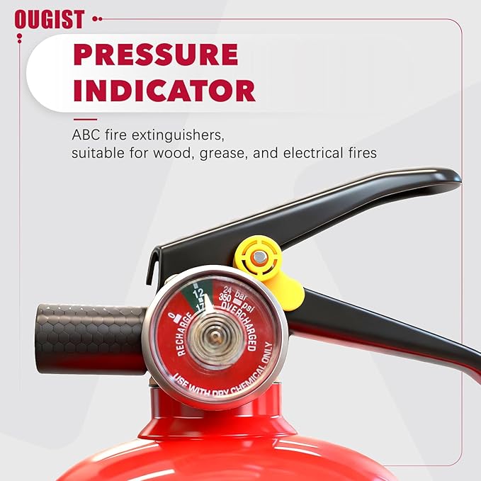 2 Pcs*2.5LBS ABC Dry Chemical Fire Extinguisher for Home & Vehicle, Portable Kitchen/Car/RV Fire Extinguisher, Non-Conductive Multipurpose Class A B C, Red