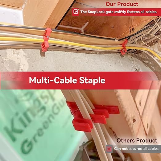 Multi Cable Staples for Romex Clips, Plastic Electrical Wire Stackers, Secures Romex, UF & (NM) Non-Metalic, Coaxial & Data/CAT 5 Cable, 25Pcs, Fast and Easy to Install