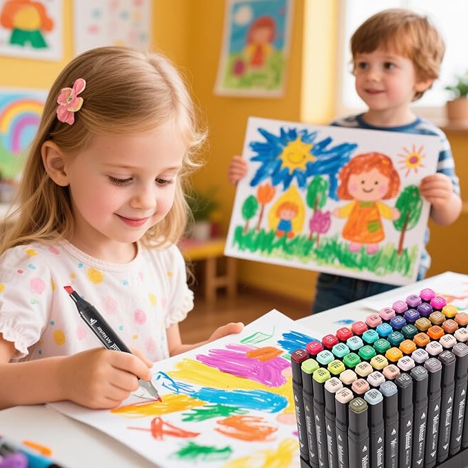 Alcohol Markers, 60 Colors Dual Tip Permanent Art Markers, Drawing Marker, Coloring Marker for Book Painting Card Making for Adults Kids.