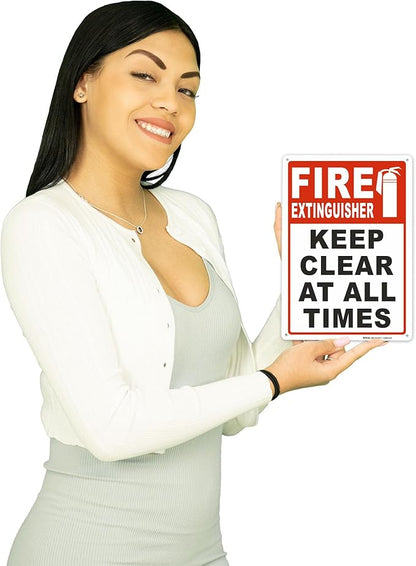 Brimar - 7 x 10" - Fire Extinguisher Keep Clear Sign - 3.5 Mil InfiniStick™ Vinyl Label - Easy Installation - Versatile Use