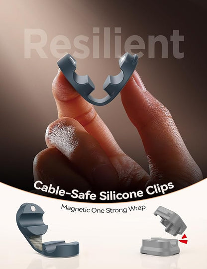 FLYLEAD 8-Pack Silicone Magnetic Cable Clips – Adhesive Wire Hider & Desk Cable Organizer