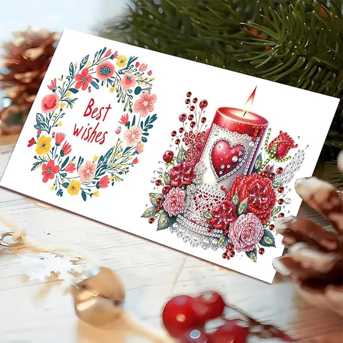 6pcs DIY Love Rose Gifts Diamond Art Painting Greeting Cards Kit with Envelopes, Rhinestone Craft Holiday Valentine's Day Birthday Card Gift Making Supplies for Girlfriend
