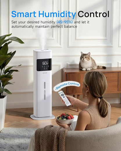 Warm & Cool Mist Humidifiers for Bedroom, Top-Fill Humidifier Large Room with Essential Oil Diffuser, Large Room Humidifiers for Home Baby Nursery Office Plants, White