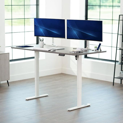 VIVO Electric 71 x 36 in Standing Desk, Memory Height Adjustment, 1B Series, Dark Gray Top White Frame, DESK-KIT-1W7G-36