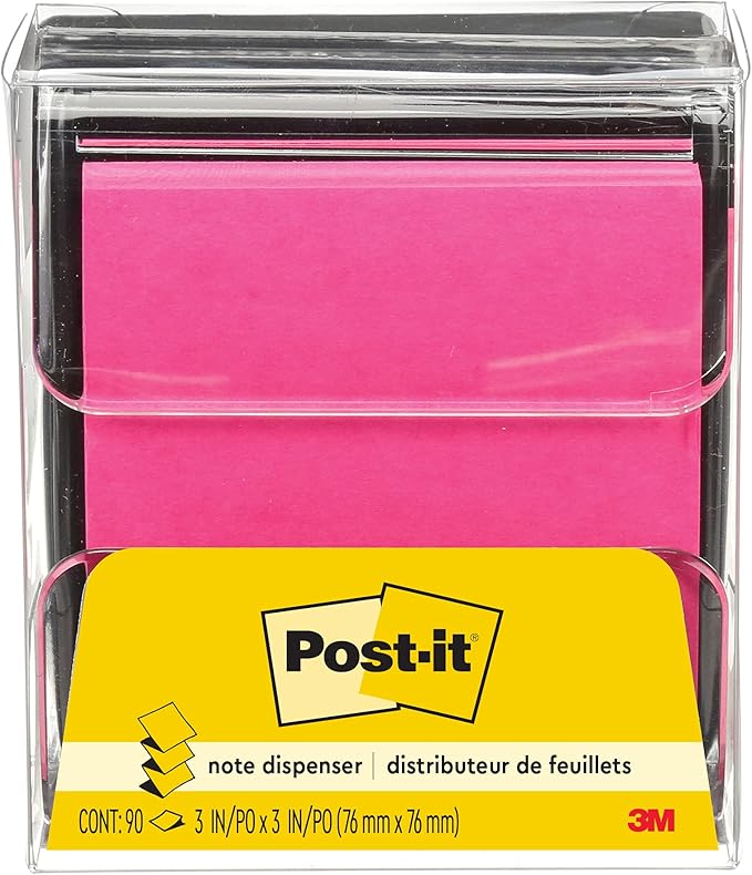 Post-It Pop-up Notes Dispenser, 3x3 in, Black Base Clear Top, Pack Includes a 45-Sheet Pad (WD-330-BK) (Pack of 6)