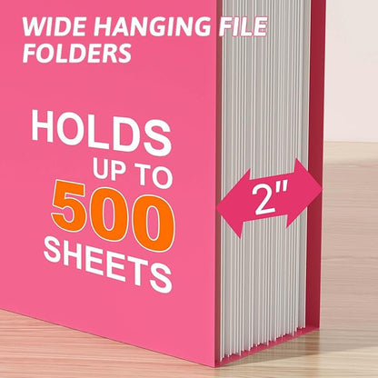 Extra Capacity Legal Size Plastic Hanging File Folders,Heavy Duty 2 Inch Expansion,12 Pack Reinforced Expanding Legal Hanging Folders,Legal Filing Cabinet Folders for Bulky Files,Assorted Color