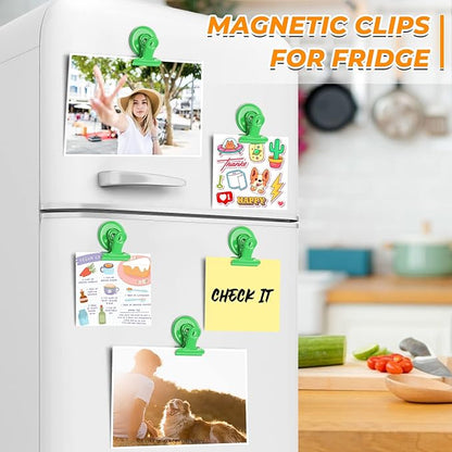 VNDUEEY 20 Pack Magnetic Paper Clip Dispenser Holder, Paperclip Dispenser for Desk, School, Office, Fridge Magnets Refrigerator Magnets, Magnet Clips for Whiteboard Locker (Green) ﻿