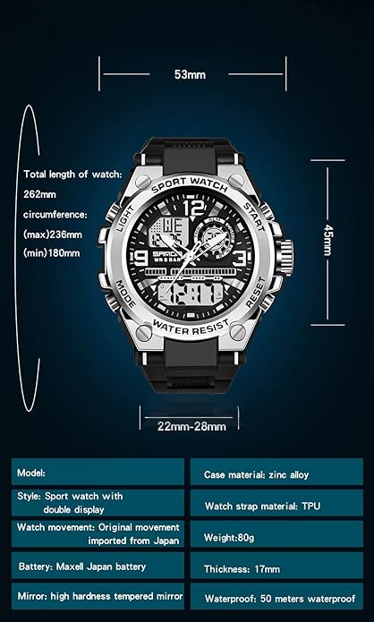 KXAITO Men's Watches Sports Outdoor Waterproof Military Watch Date Multi Function Tactics LED Alarm Stopwatch