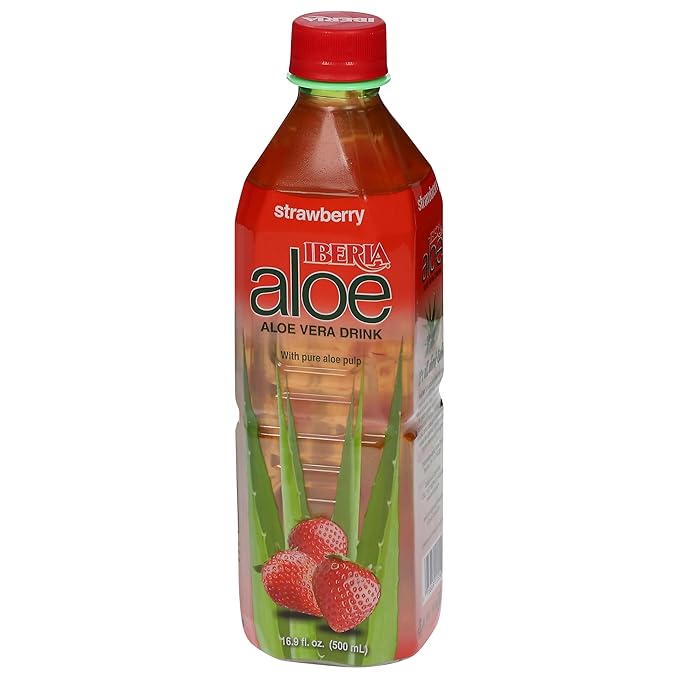 Iberia Aloe Vera Juice Drink, Strawberry,16.9 Fl Oz (Pack of 8)