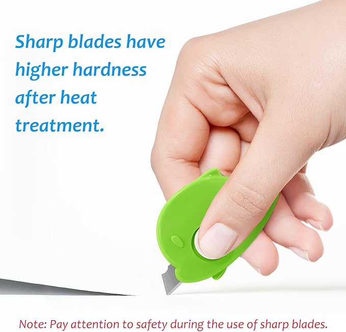 100PCS Whale Shaped Mini Utility Knives Retractable Box Cutters in 6 Colors (Orange, Green, Yellow, Blue, Mint, Pink) for Office, Crafts & Daily Use