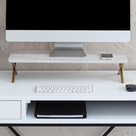 Anji Mountain Wooden Monitor Stand - Elegant Monitor Riser, Perfect Monitor Stand for Desk Organization, Durable Wood Construction monitor stands, Enhances Ergonomics and Workspace Efficiency,Walnut