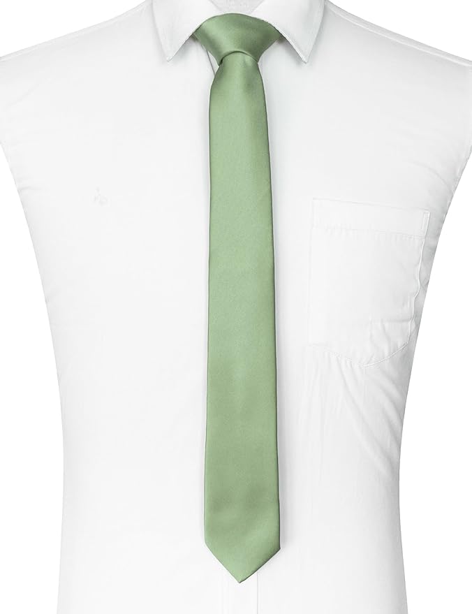 RBOCOTT 2.4“ Solid Color Skinny Tie Business Wedding Necktie for Men(6cm)
