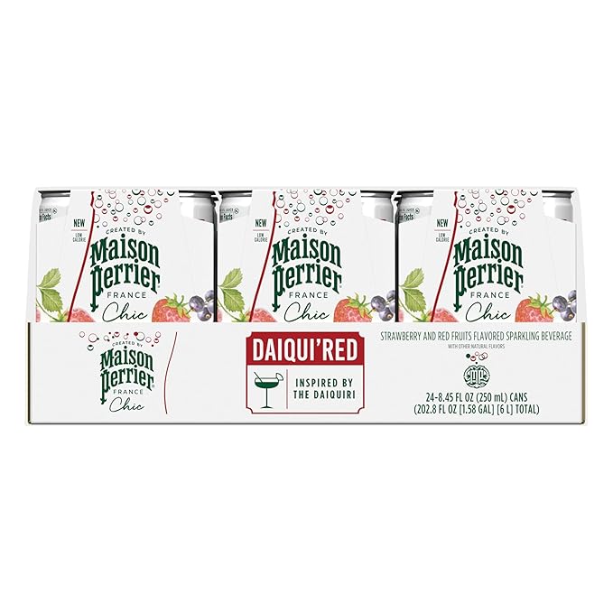 Maison Perrier Chic Daiqui’Red Strawberry and Red Fruits Flavored Sparkling Beverage, Low Calorie, Mocktail, 24-Pack