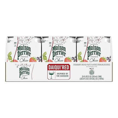 Maison Perrier Chic Daiqui’Red Strawberry and Red Fruits Flavored Sparkling Beverage, Low Calorie, Mocktail, 24-Pack