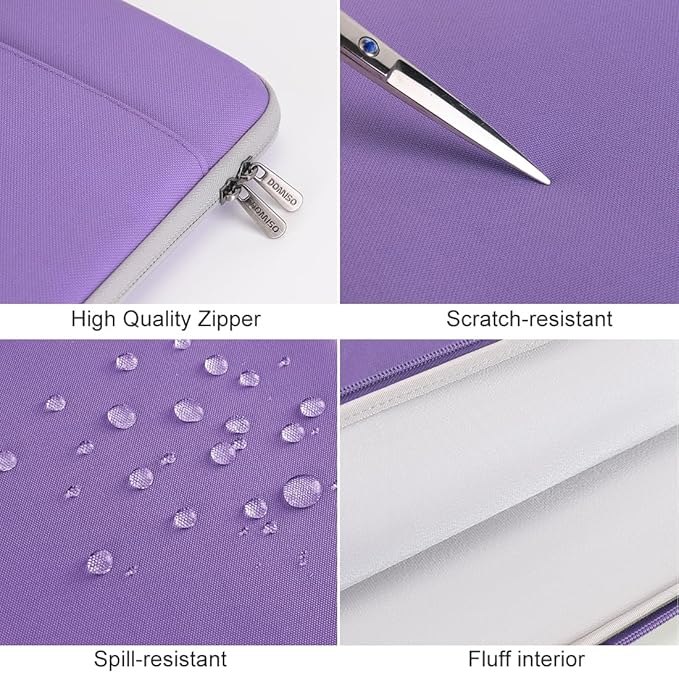 DOMISO 15.6 inch Laptop Case Sleeve Protective Cover Compatible with 16 inch MacBook Pro M4 M3 M2/Pro Max,15.6-16 inch HP Dell ASUS Lenovo Chromebook,Waterproof Computer Cases Bag with Handle,Purple