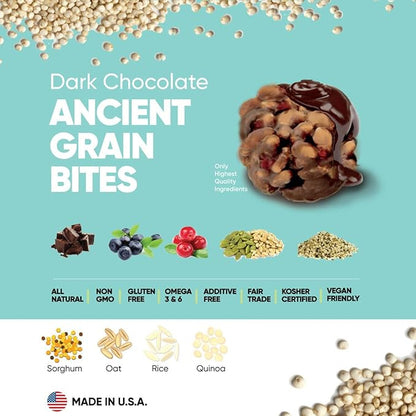 Good Source Snacks Dark Chocolate Bites & Ancient Grains, Sample Variety 3 Pack, 3 oz, Cranberry Hemp, Blueberry Quinoa, Sunflower Pumpkin Seed, Vegan, Gluten Free, Non GMO, Kosher