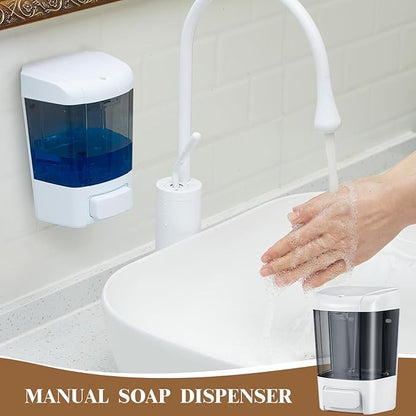 Hushee 6 Pcs Plastic Wall Mounted Soap Dispenser Commercial Manual Soap Dispenser Containers for Kitchen Shower Hotel