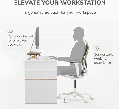 Anji Mountain Monitor Stand - Desktop Organizer & Laptop Riser, Ergonomic Monitor Riser, Space-Saving Monitor Stand for Desk, Durable Construction, Easy Assembly, Ideal for Home & Office,Biscotti