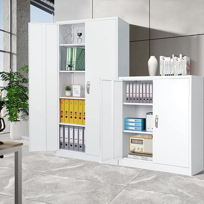 Greenvelly Metal Cabinet, 36" Locking Storage File Cabinet with Doors and Shelves for Office,Home,Gym,School,Kitchen(White)
