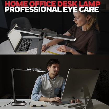 Honeywell Desk Lamp for Home Office, H9 Sunturalux™ Eye-Caring LED Desk Light, 1000LM Dimmable Desk Lamp with Timer and Auto-Sensing, Adjustable Desk Reading Light or Study, Cumputer, Architect