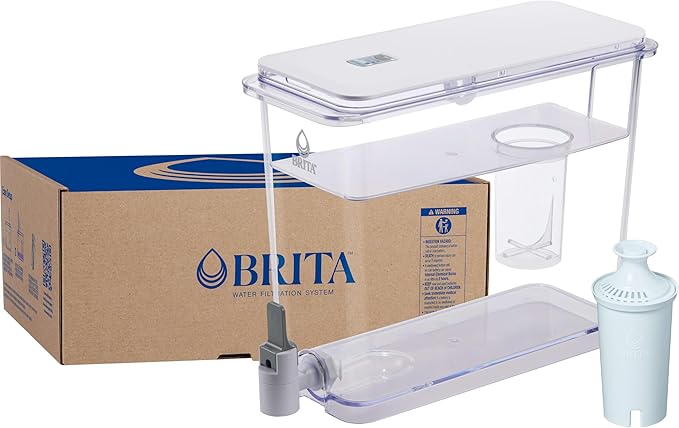 Brita UltraMax Large Water Dispenser with 1 BritaPlus Filter, 27 Cup, White (Package May Vary)